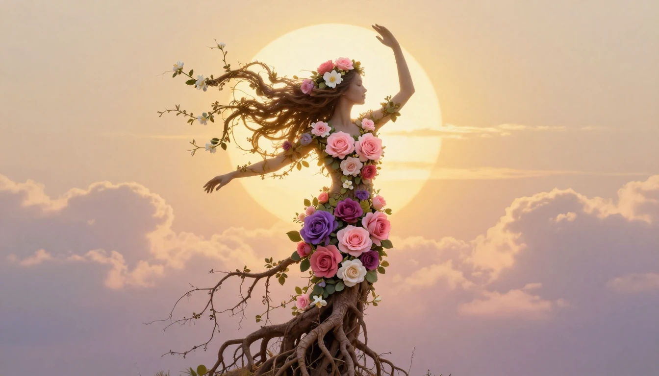 An artistic and ethereal representation of female empowermen...