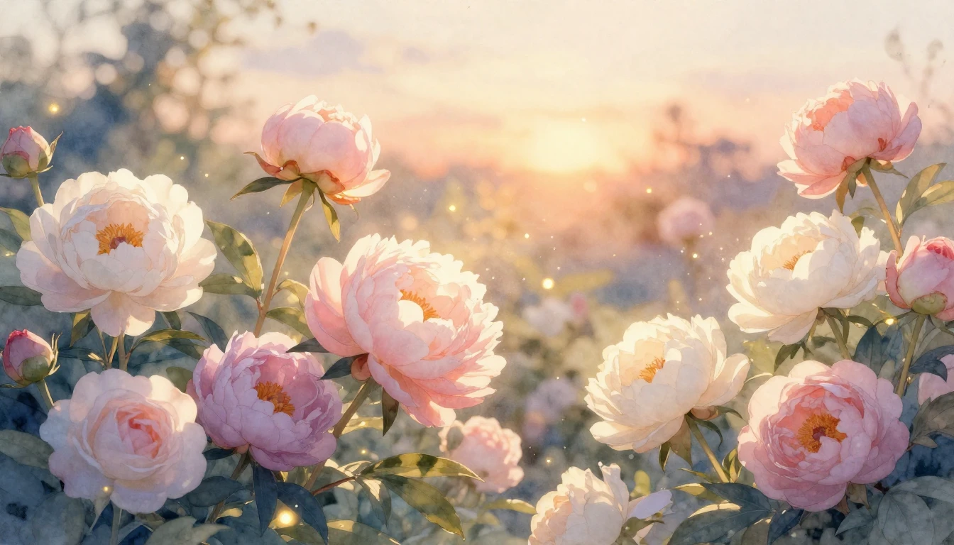 A dreamy and soft watercolor illustration capturing a serene...