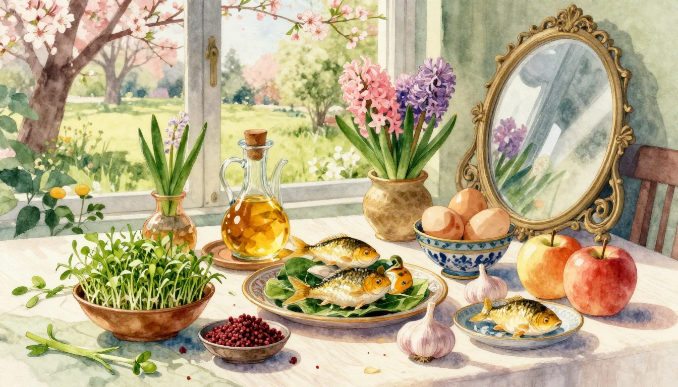 A vibrant and soft watercolor painting depicting a tradition...