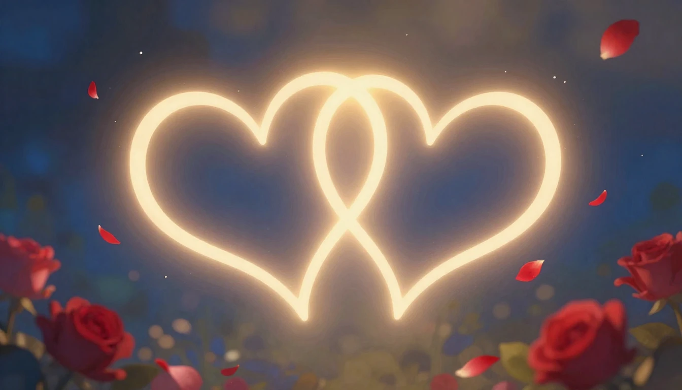 A dreamy and romantic illustration featuring two intertwined...