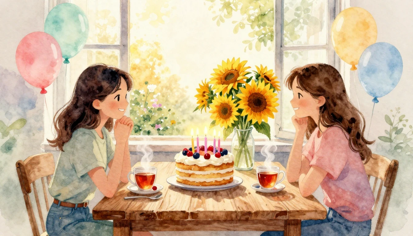 A heartwarming watercolor painting symbolizing friendship an...