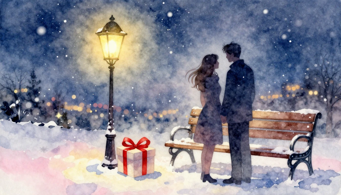 Soft watercolor painting. A romantic Valentine's Day atmosph...