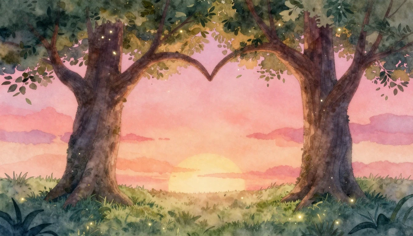 A soft and dreamy watercolor illustration representing etern...