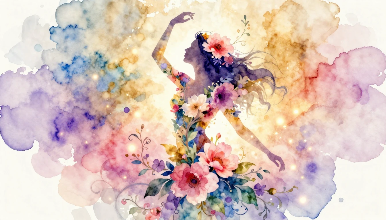 A beautiful watercolor painting celebrating the spirit of wo...