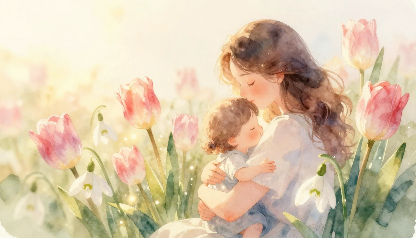 A beautiful and gentle watercolor illustration of blooming s...