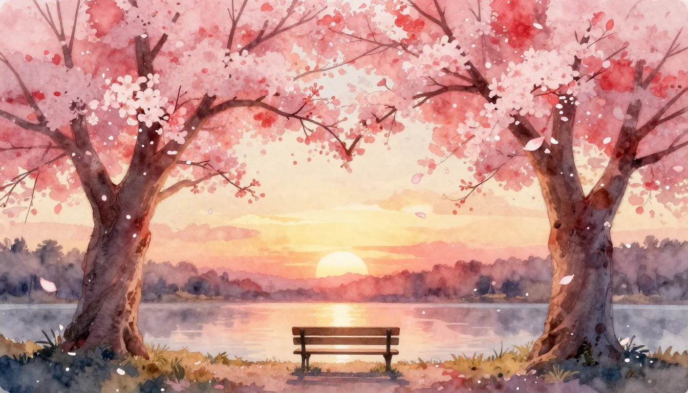 A romantic and soft watercolor painting depicting two large ...