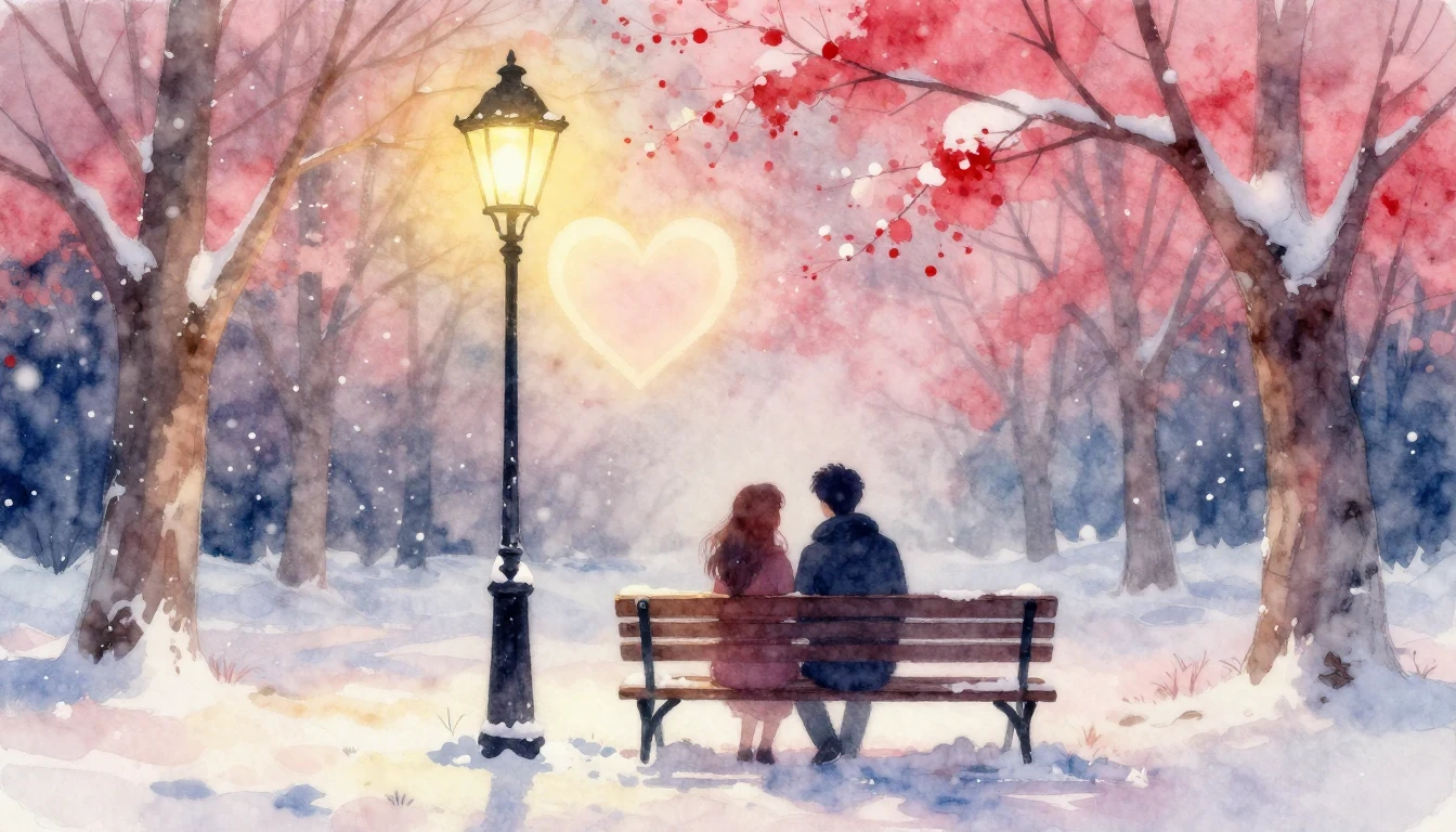 A romantic and soft watercolor painting depicting a cozy sce...