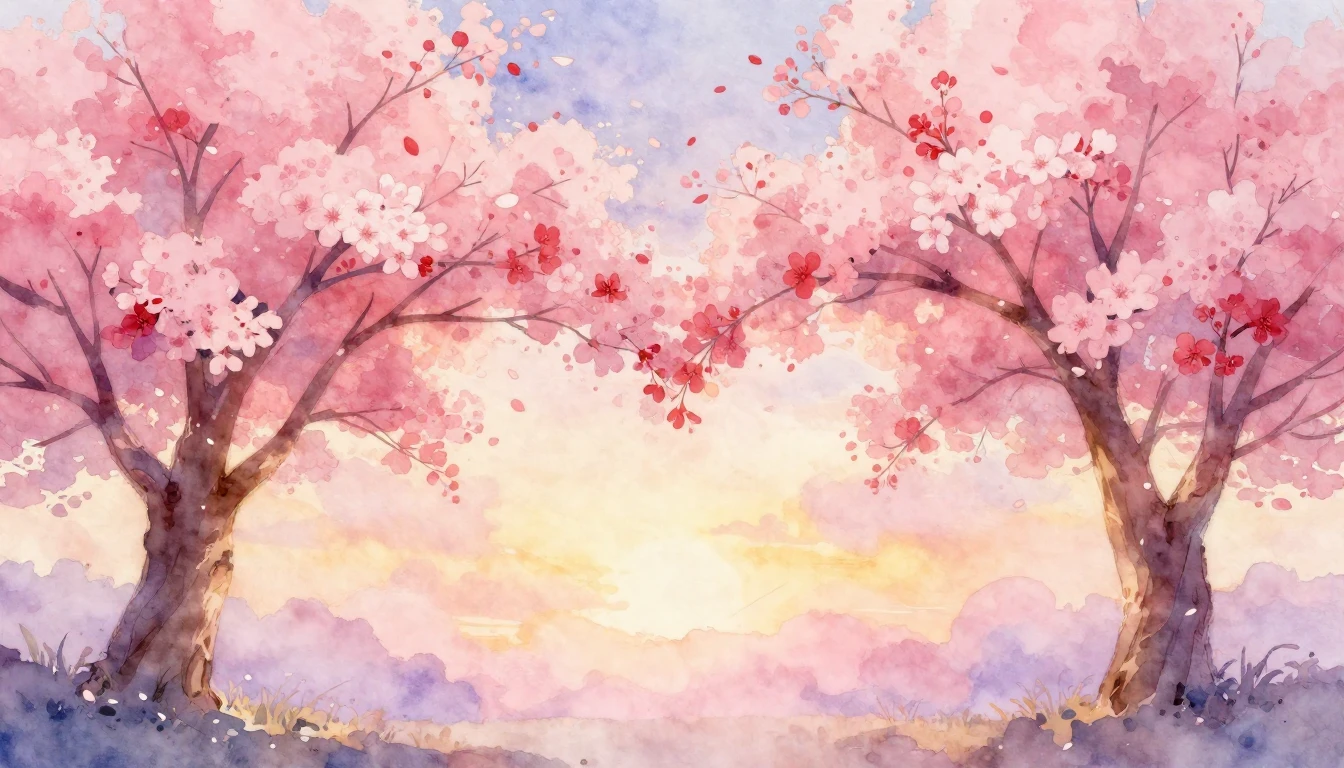 A soft and romantic watercolor painting depicting two intert...