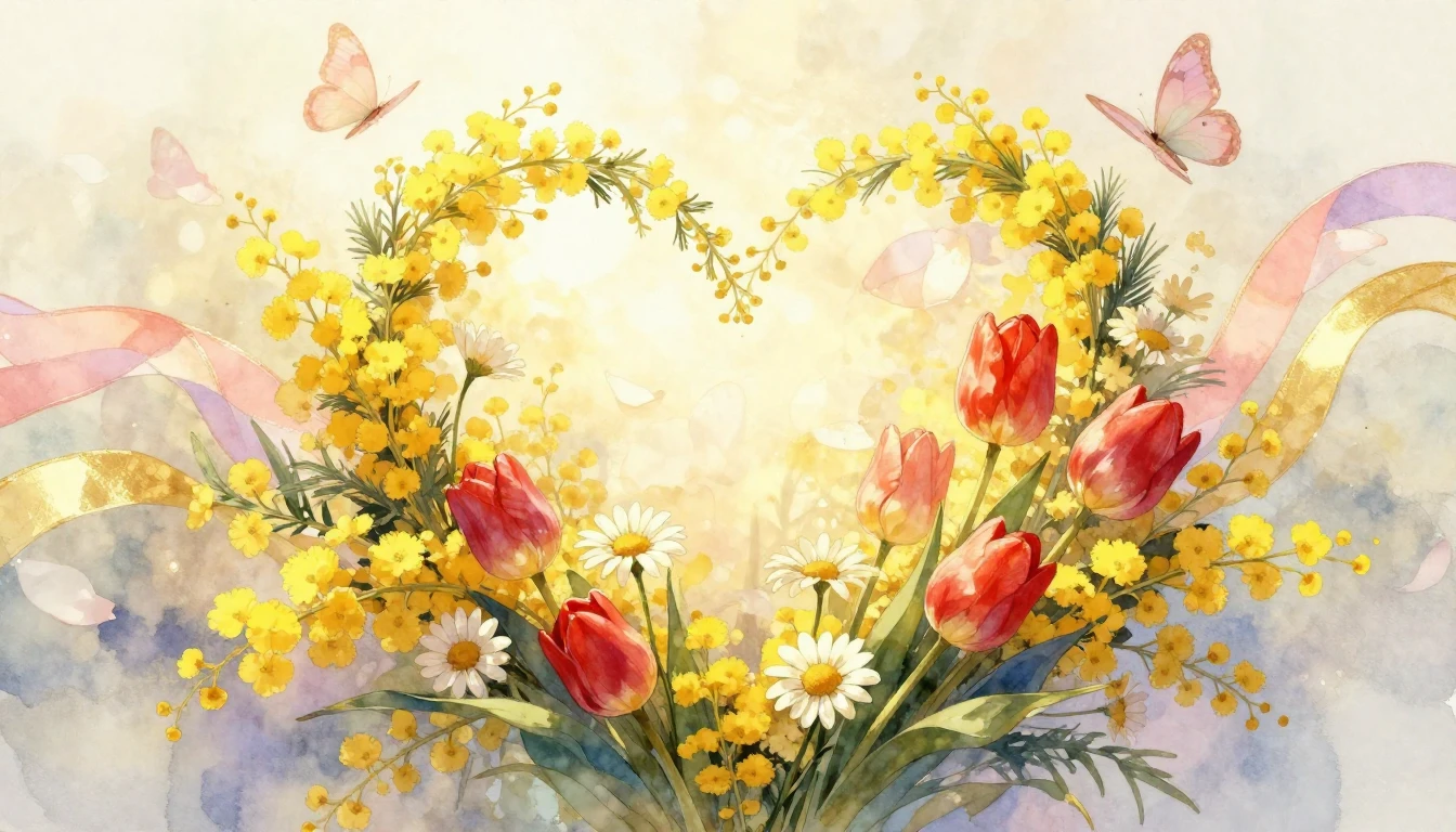 A soft and dreamy watercolor illustration symbolizing love a...