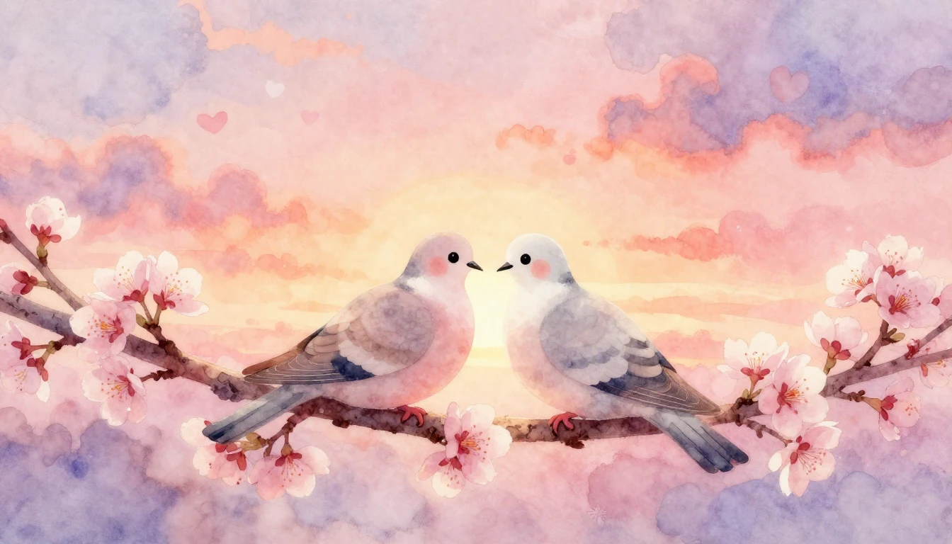 A soft and dreamy watercolor illustration depicting two styl...