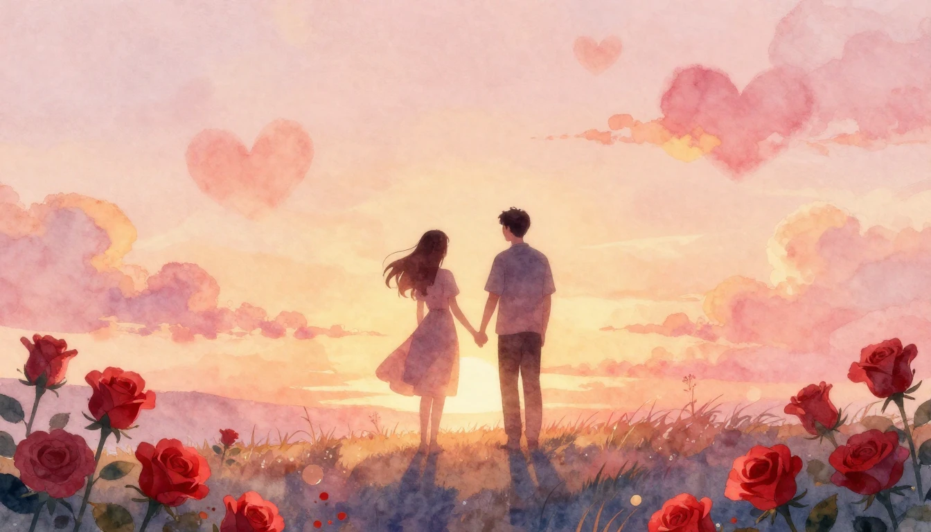 A soft and dreamy watercolor illustration representing etern...