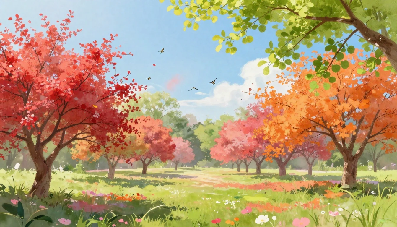 A beautiful spring landscape filled with blooming blooming r...