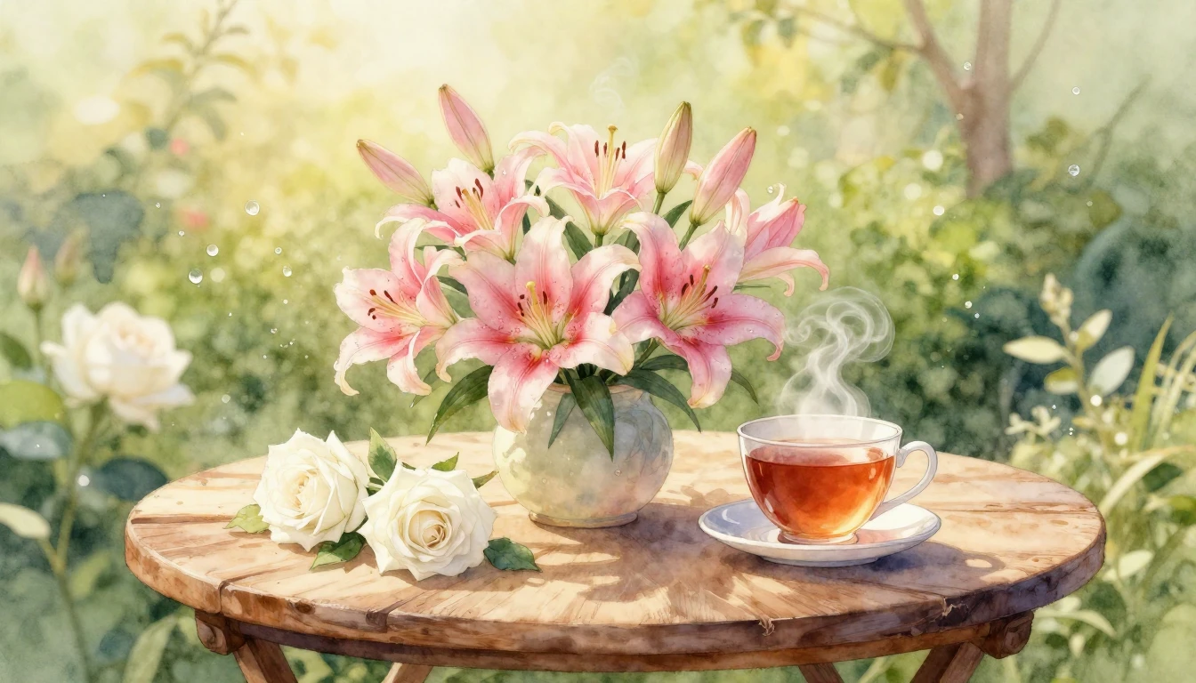 A heartwarming and delicate watercolor painting of a serene ...