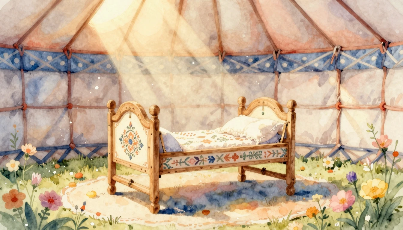 A beautiful watercolor illustration of a traditional Kyrgyz ...