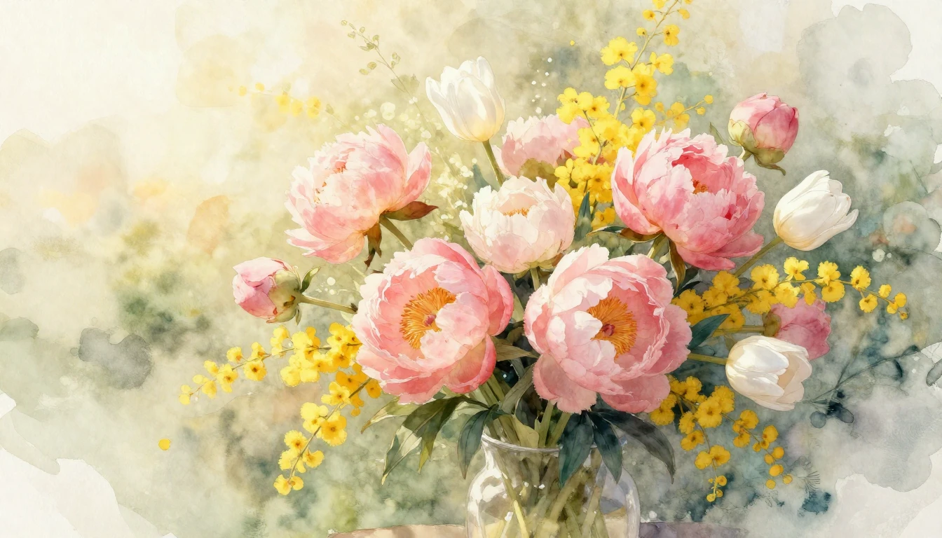 A delicate watercolor painting capturing the essence of spri...