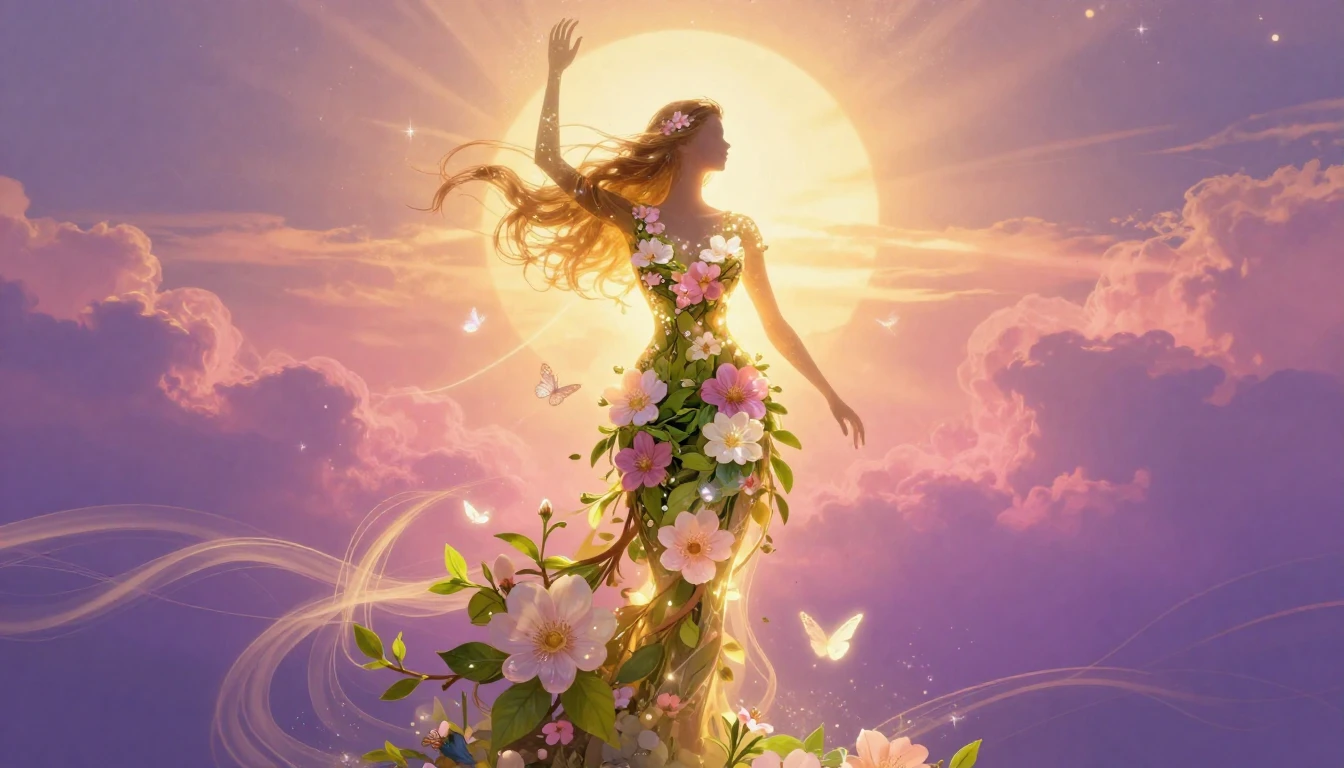 A majestic and symbolic illustration representing female emp...