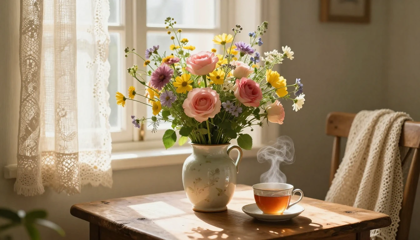 A heartwarming and gentle still life composition symbolizing...