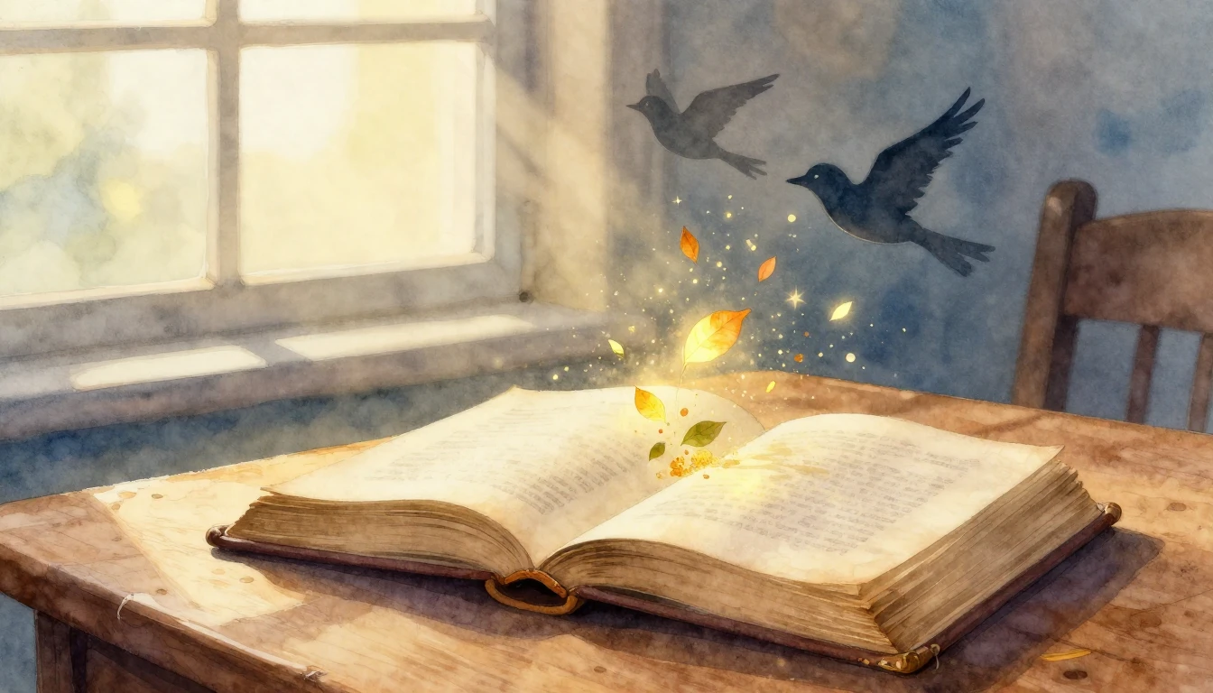 A soft and emotional watercolor painting depicting an open v...