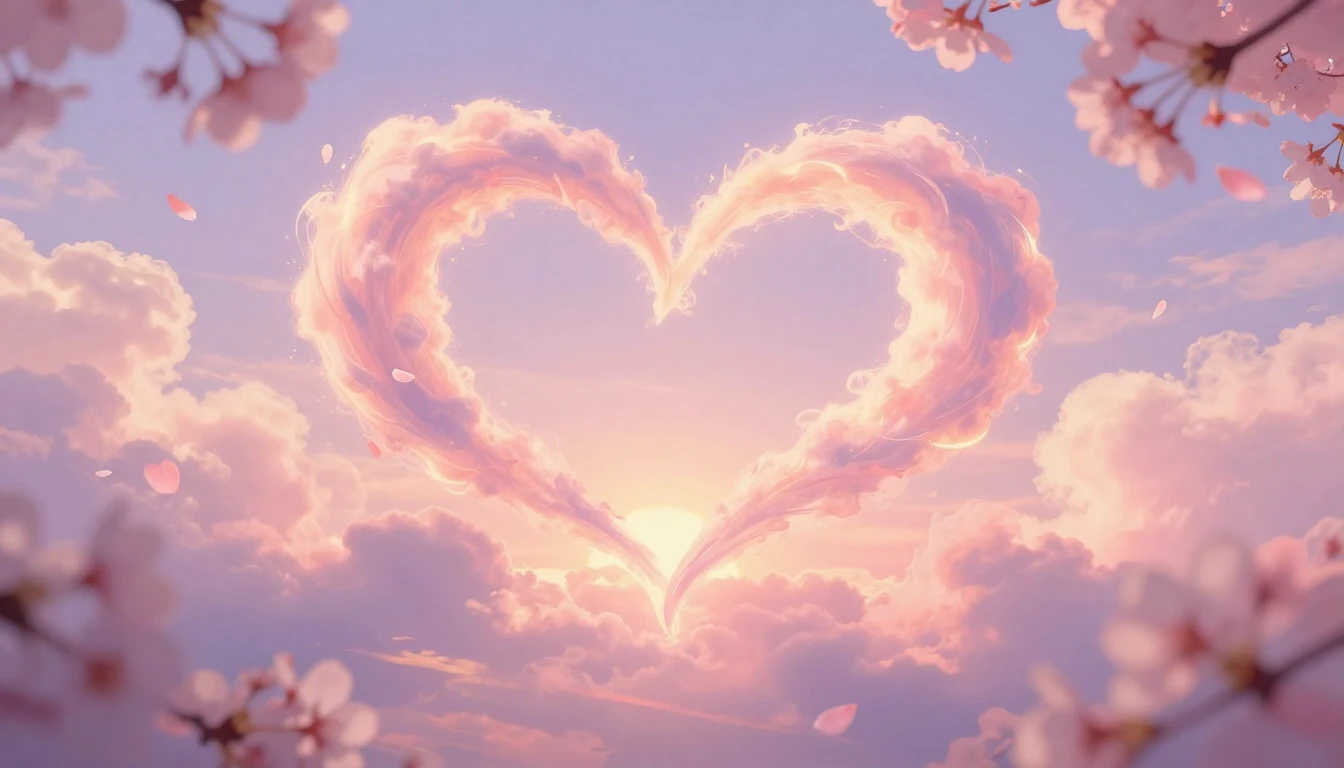 A soft and dreamy composition depicting two abstract, glowin...