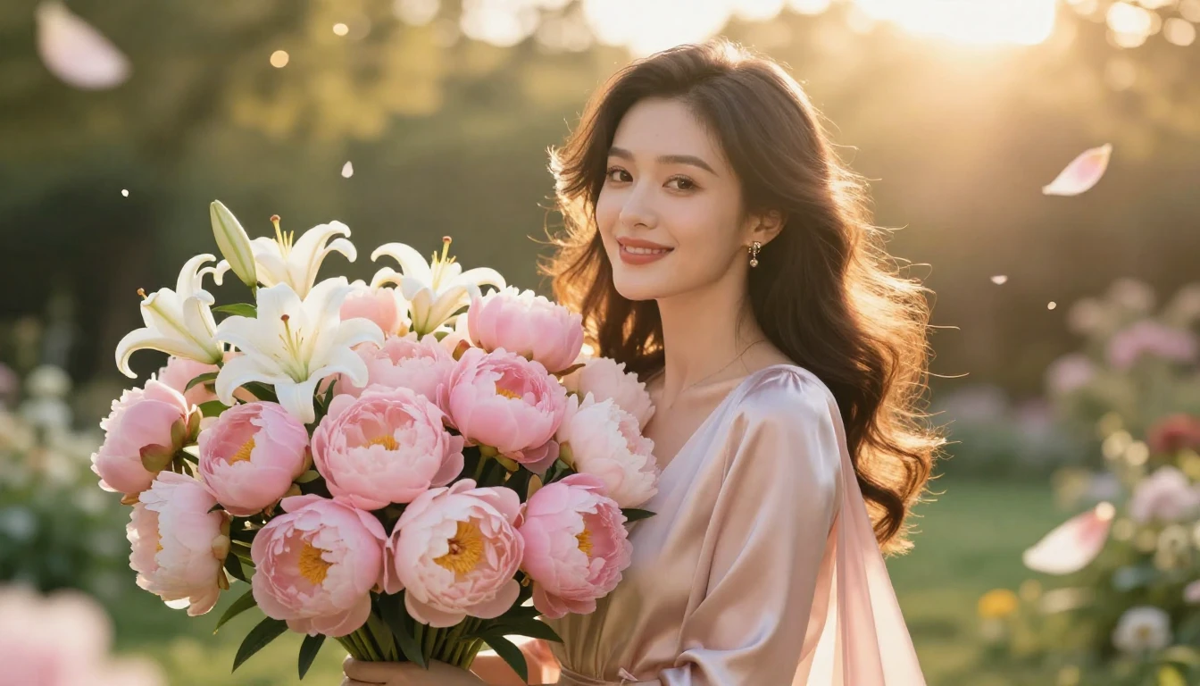 An elegant and radiant woman celebrating her 30th birthday, ...