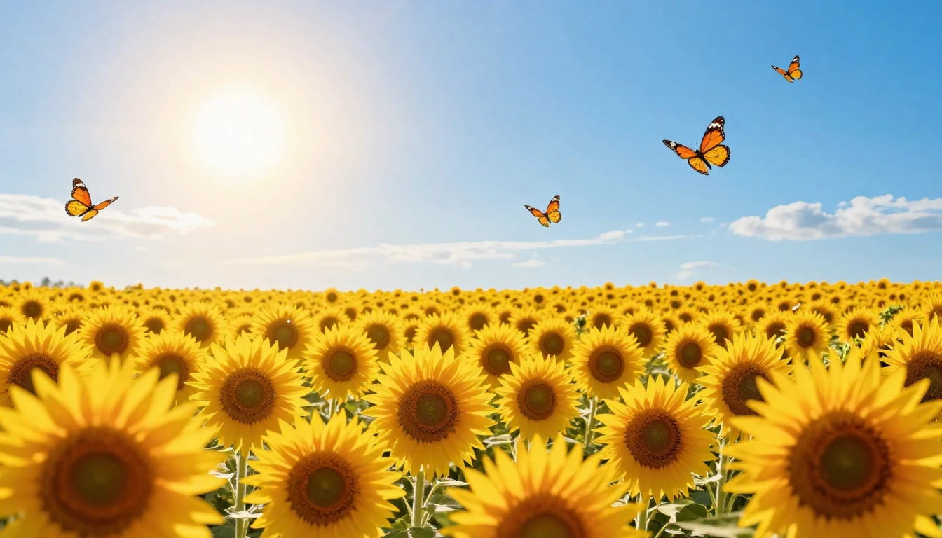 A bright and joyous landscape symbolizing pure happiness. A ...