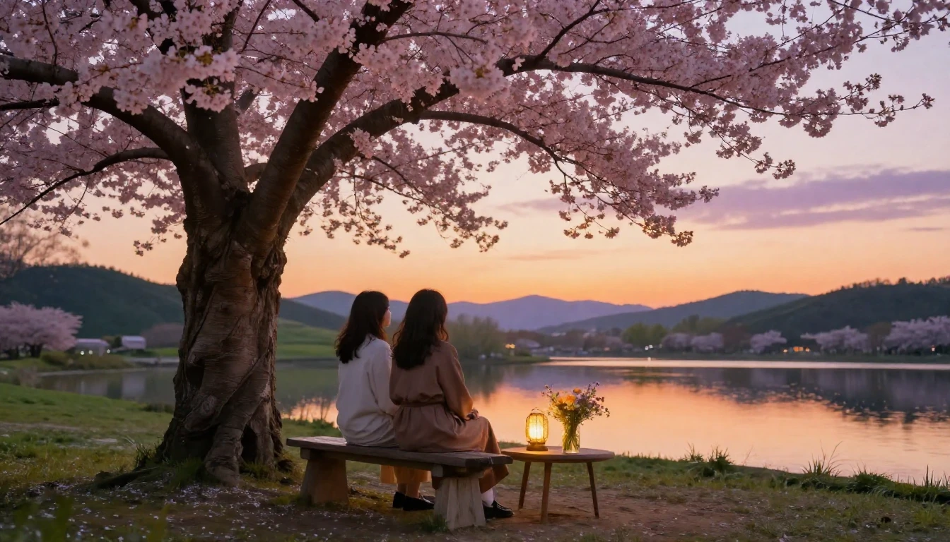 A warm and inviting scene of two female friends sitting toge...