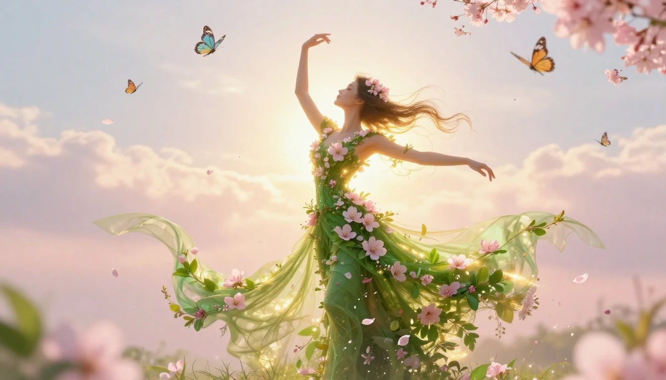 A graceful silhouette of a feminine figure made entirely of ...