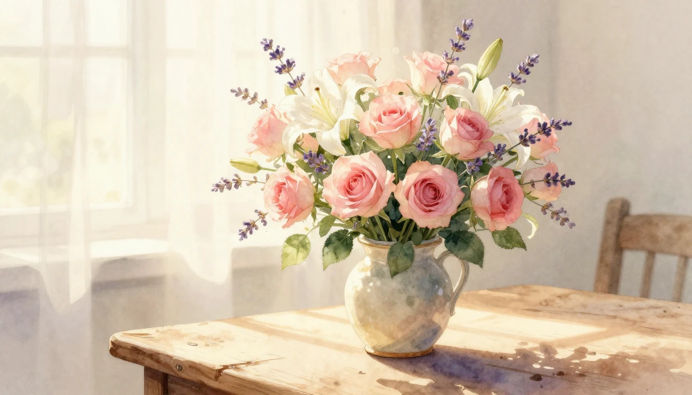 A soft and dreamy watercolor illustration capturing the esse...