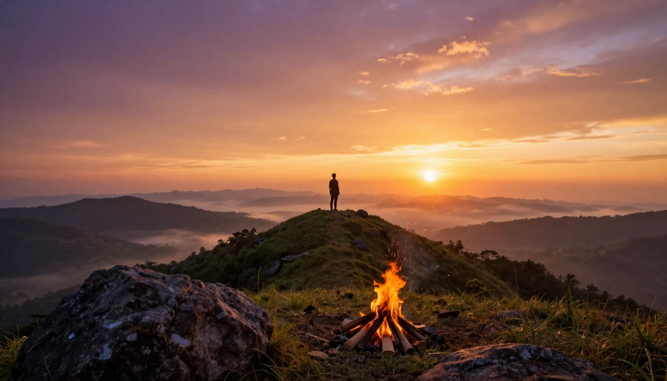 A breathtaking and vast landscape at golden hour, symbolizin...