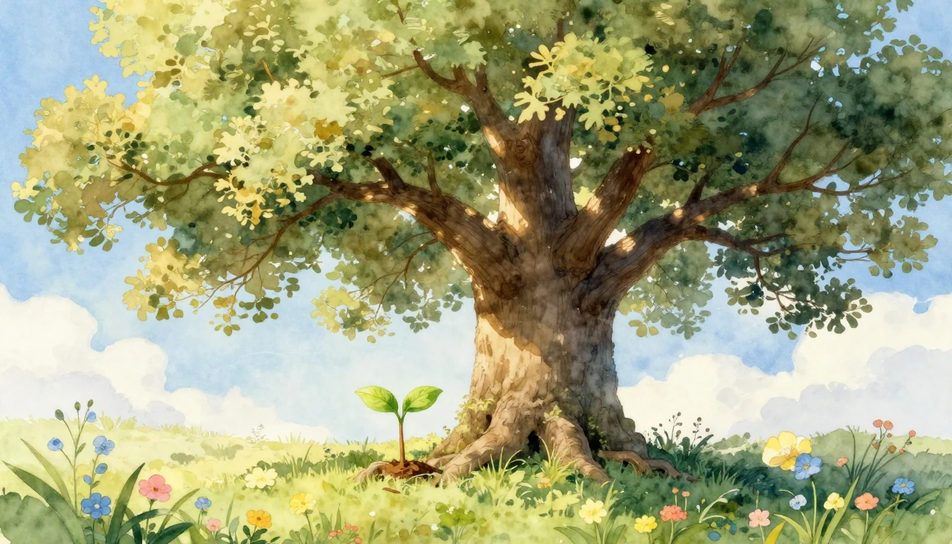 A soft and dreamy watercolor painting depicting a majestic, ...