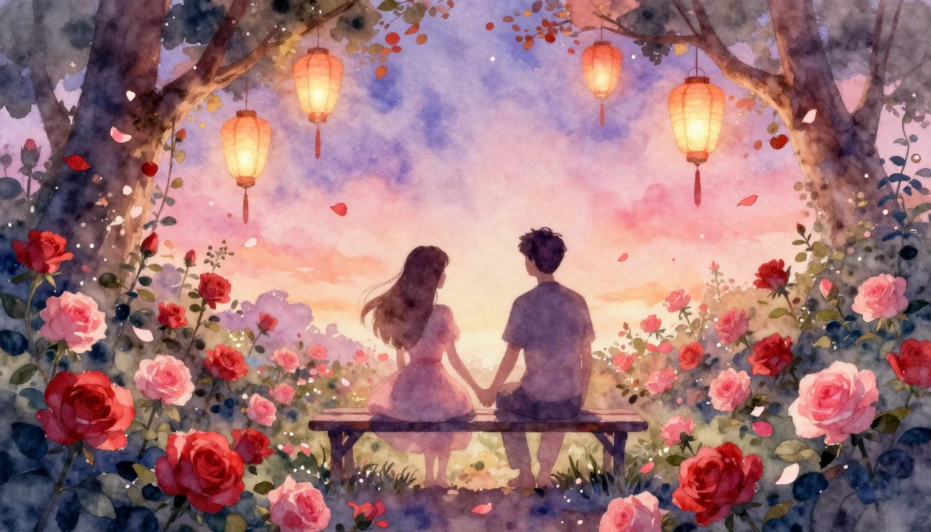 A romantic and dreamy watercolor painting scene representing...