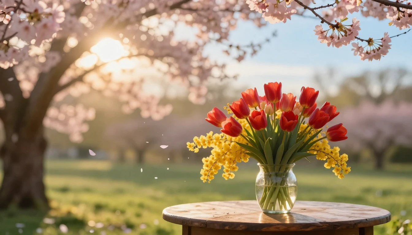 A breathtakingly beautiful spring garden scene during the go...