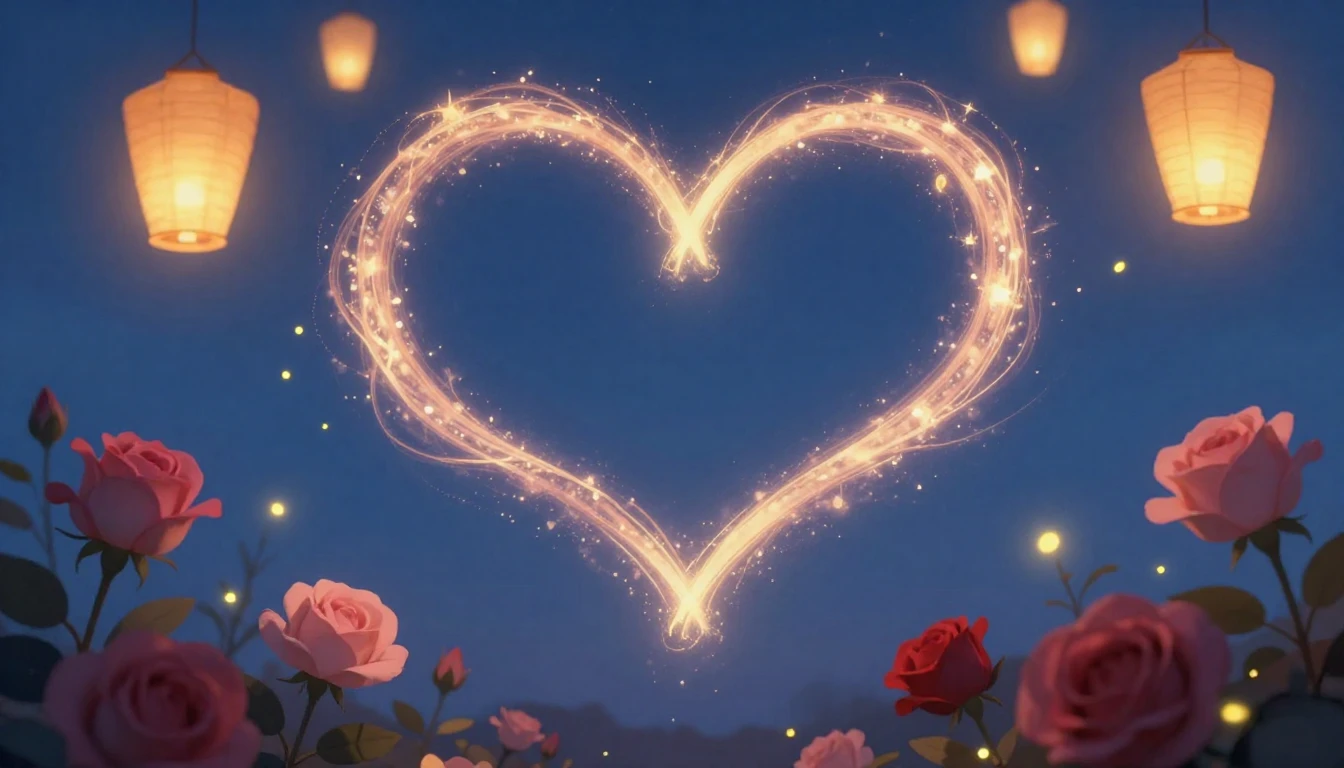 A romantic and dreamy illustration featuring two intertwined...