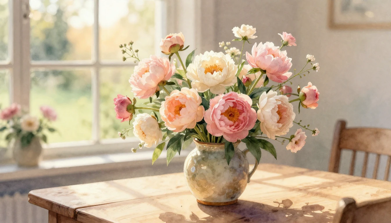 A heartwarming and tender scene in a soft watercolor style. ...