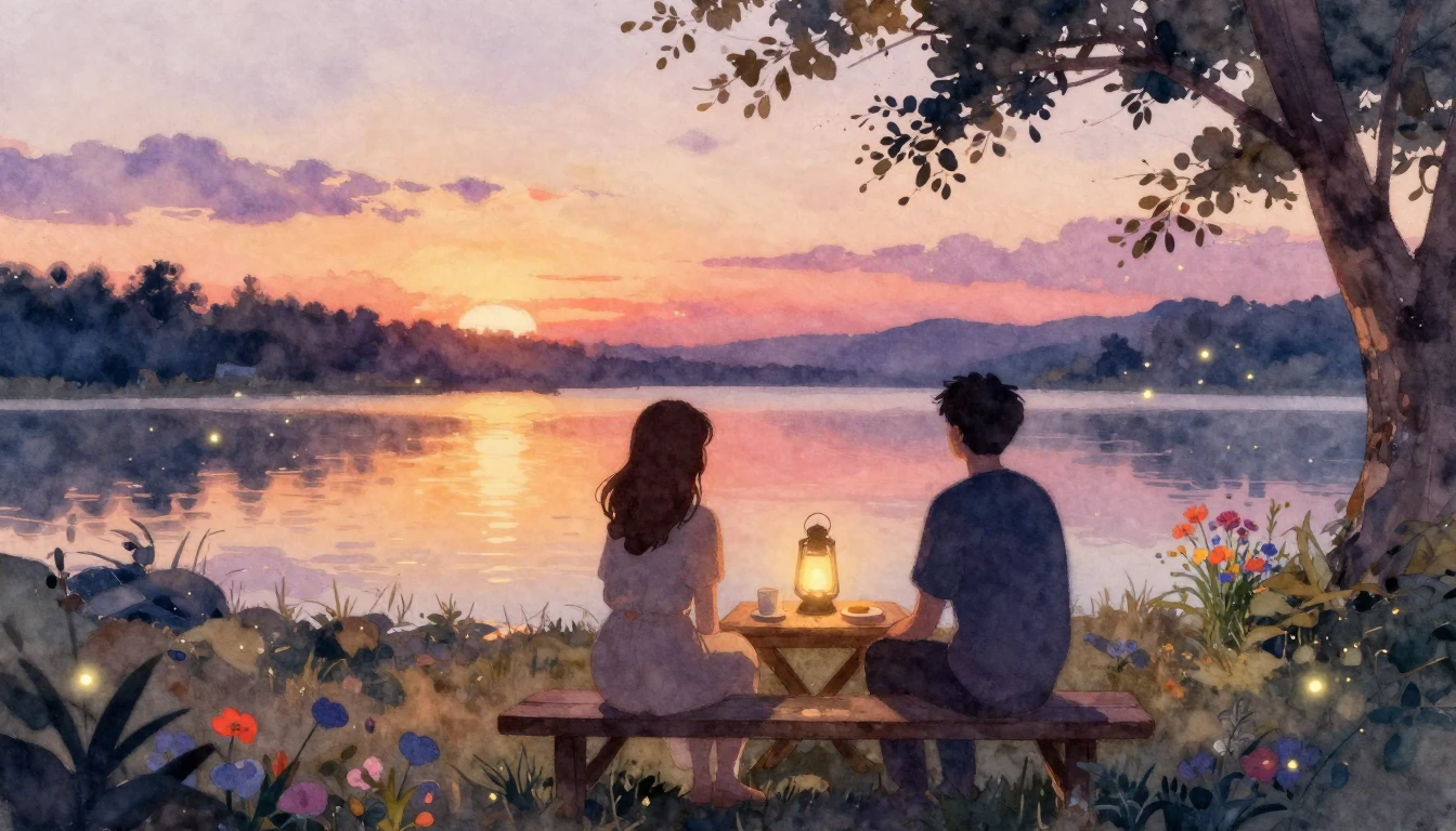 A warm and inviting watercolor illustration depicting a cozy...