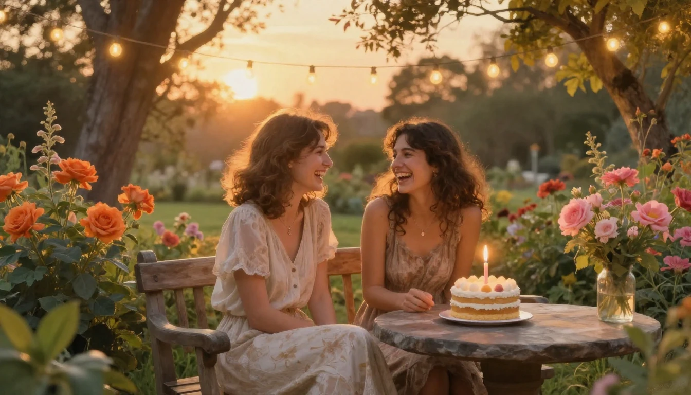 A warm and heartwarming scene of two best friends sitting to...