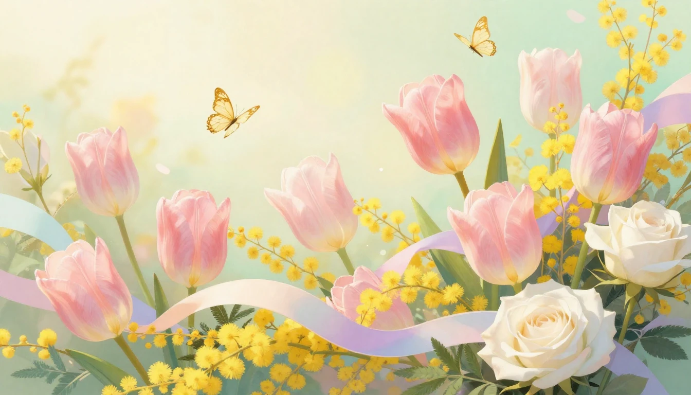 A beautiful composition of blooming spring flowers, includin...