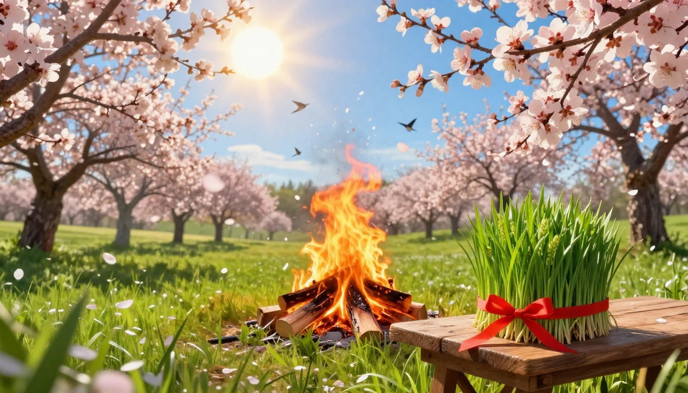 A vibrant spring landscape celebrating the awakening of natu...