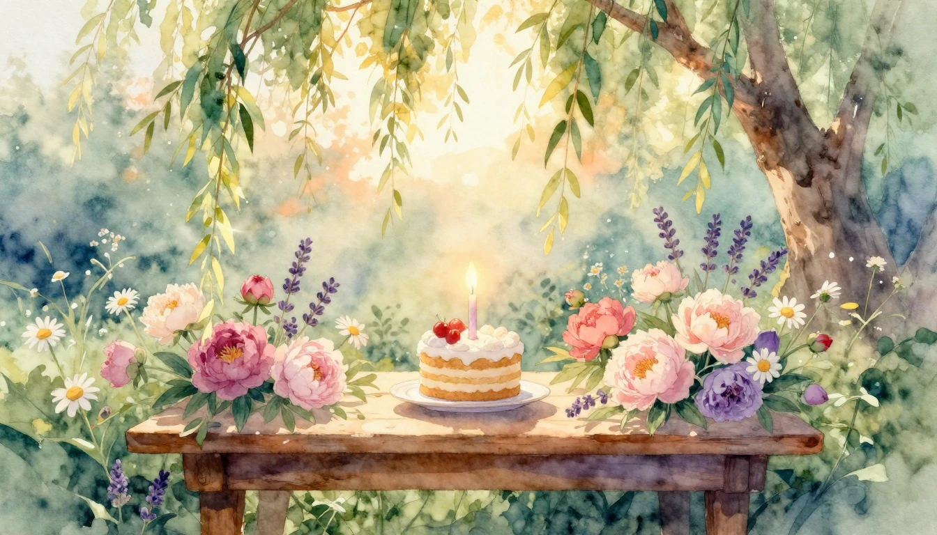 A delicate and ethereal watercolor painting depicting a peac...