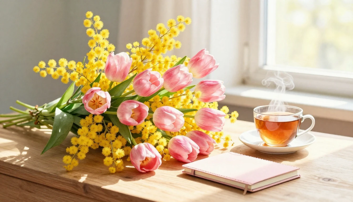 A beautiful watercolor painting of a vibrant spring bouquet ...