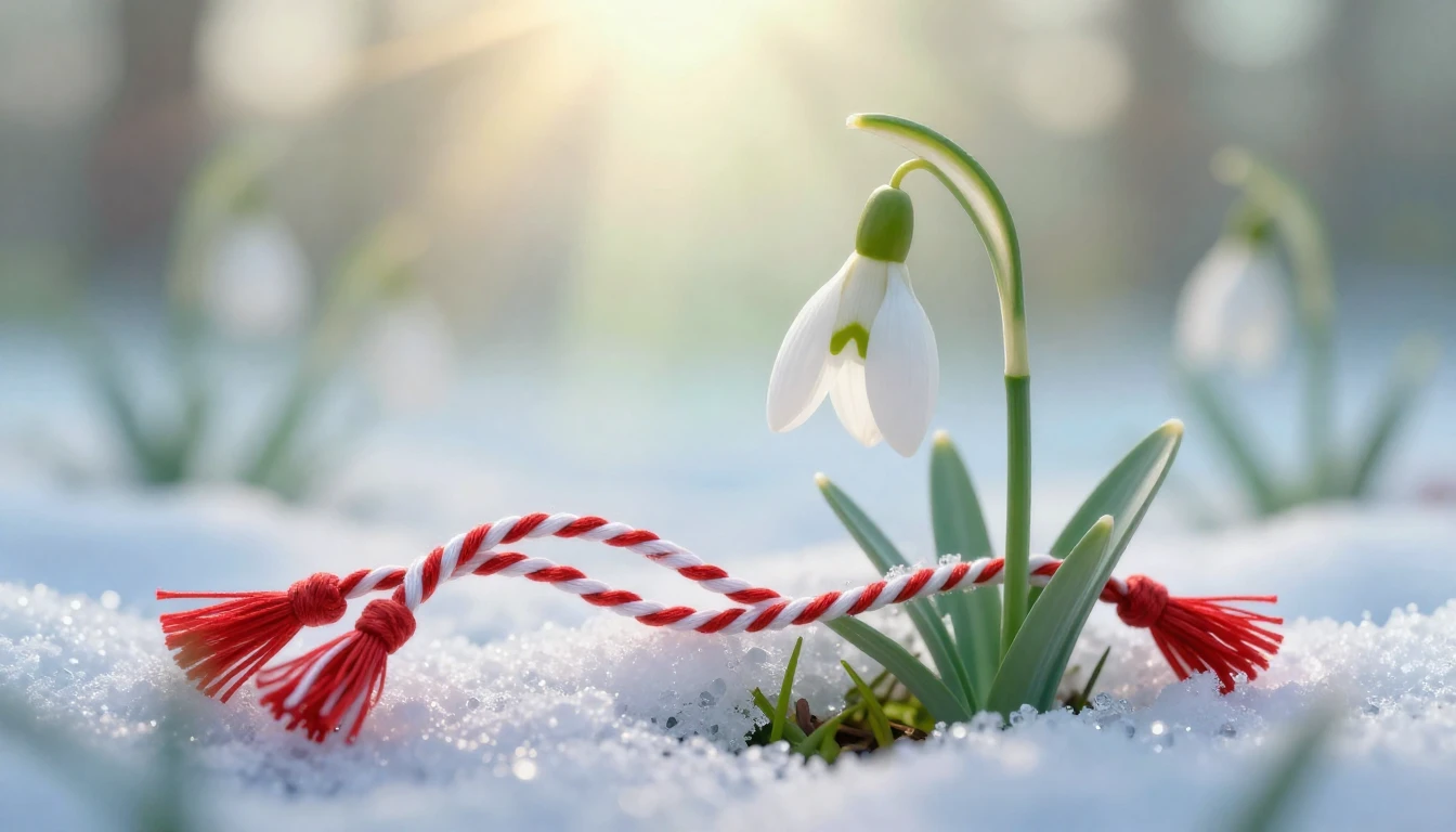 A delicate and soft composition featuring a traditional Mărț...