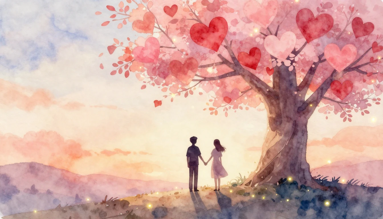 A soft and dreamy watercolor illustration representing etern...