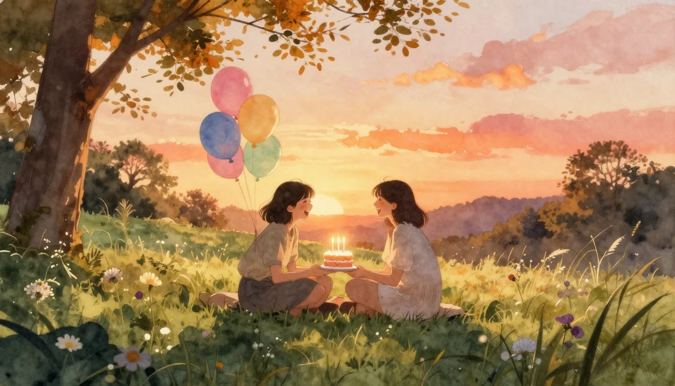 A heartwarming and cozy scene of two friends sitting on a lu...