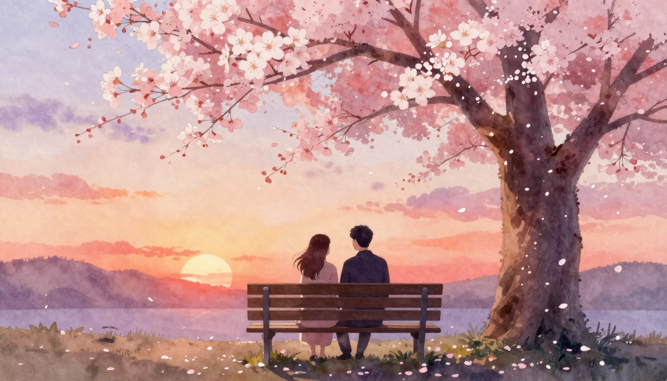 A soft and dreamy watercolor painting depicting a silhouette...