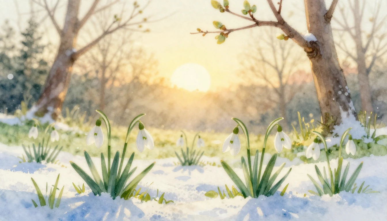 A soft and ethereal watercolor painting depicting the arriva...