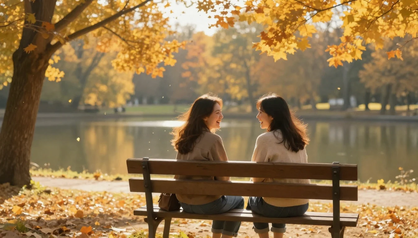 A warm and heartwarming scene showing two best friends sitti...