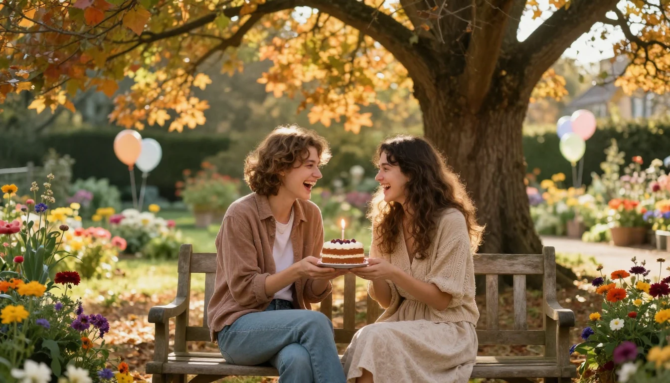 A warm and cozy scene depicting two close friends sitting on...