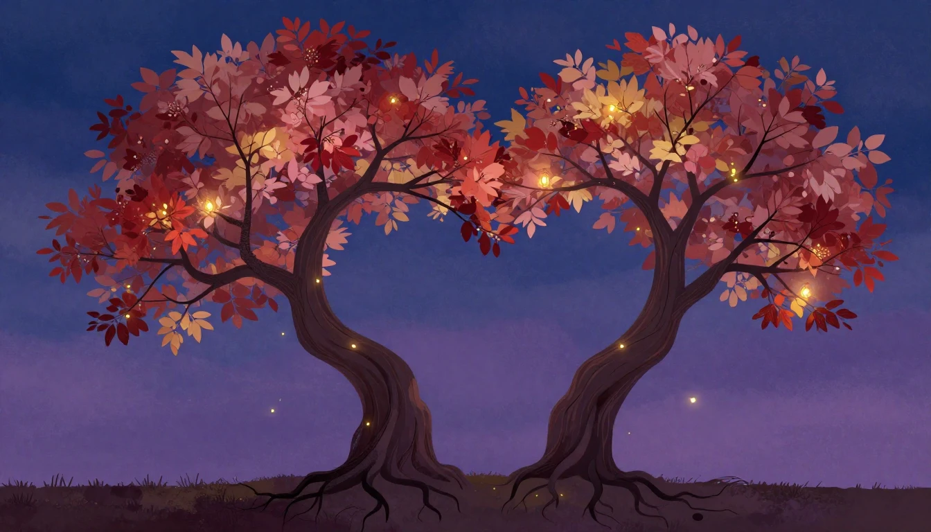 A romantic and soft illustration featuring two intertwining ...