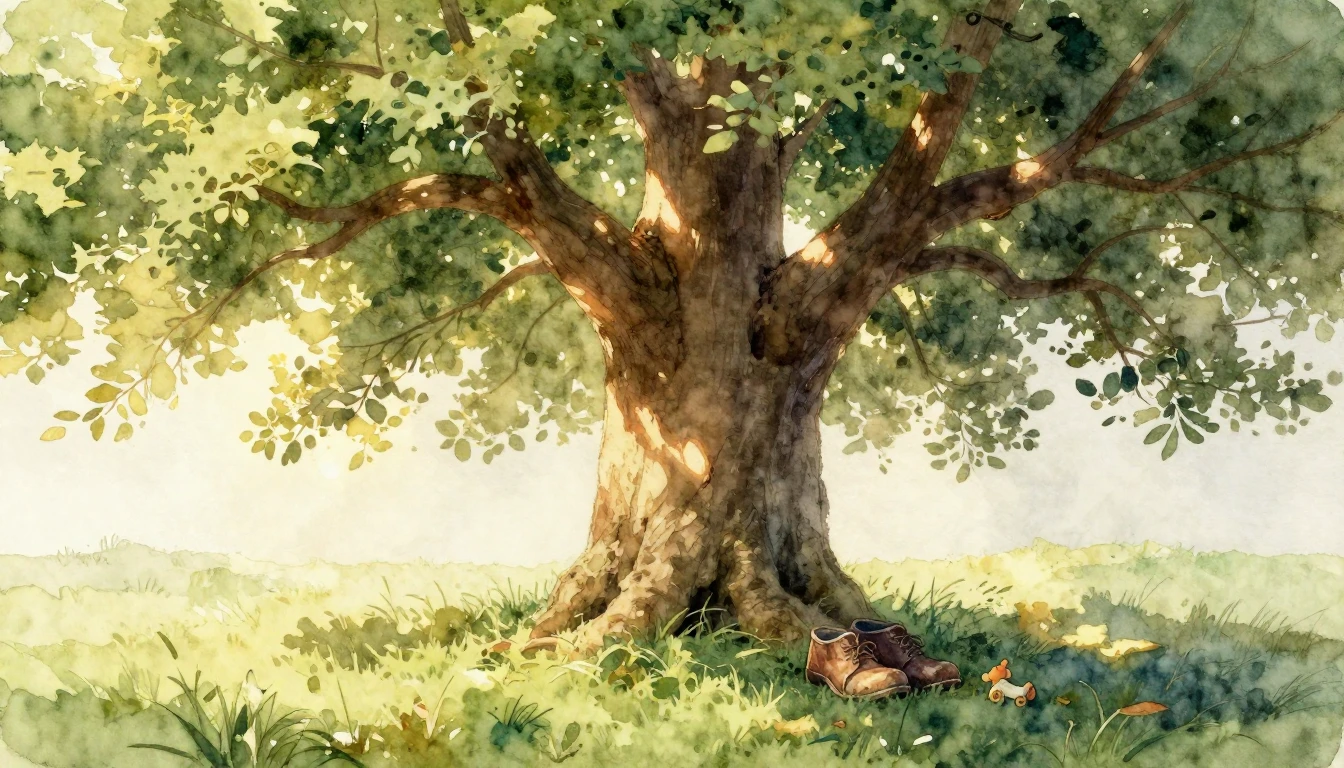 A heartwarming watercolor painting depicting a large, majest...