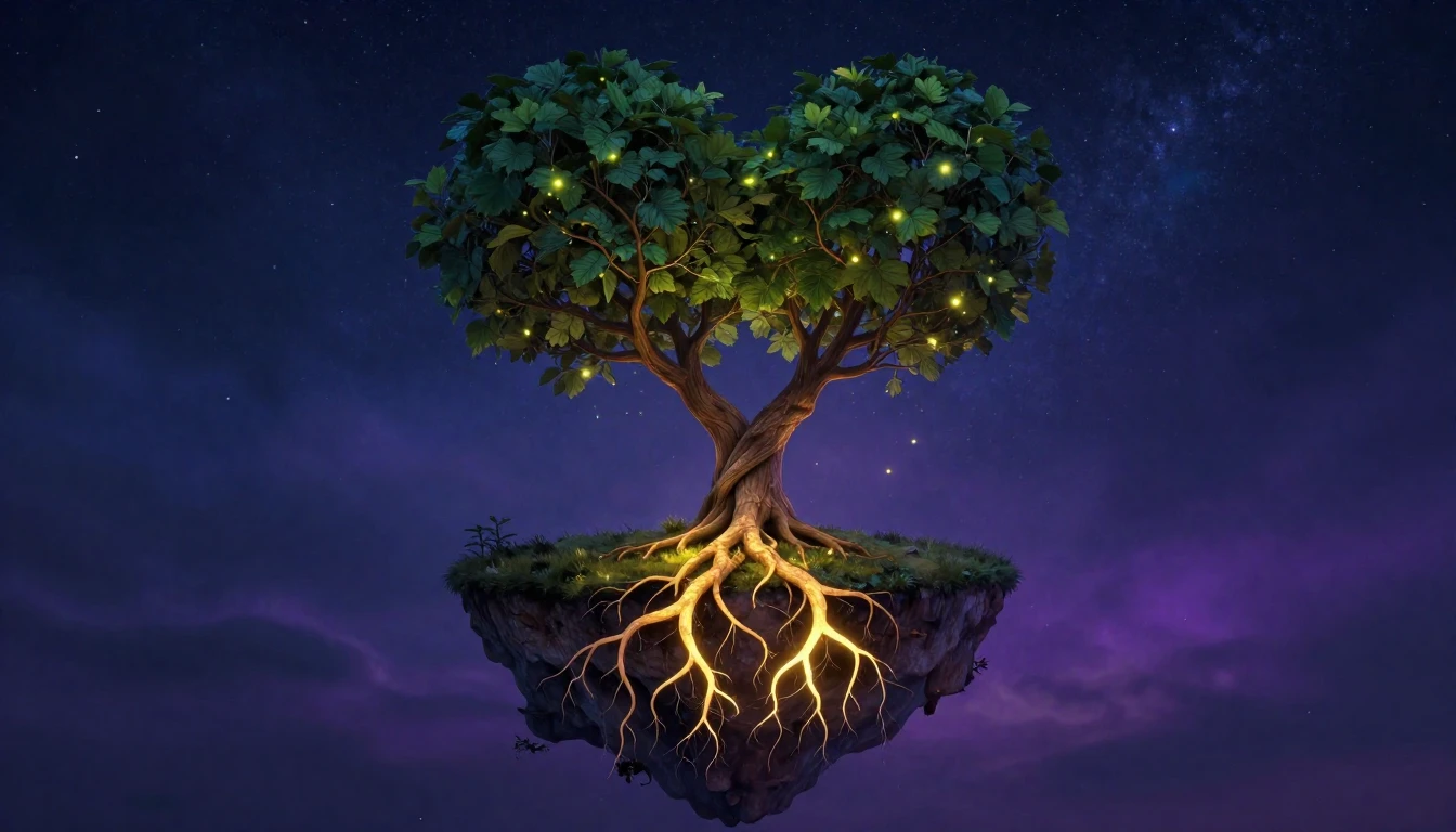 A romantic and conceptual illustration depicting two intertw...